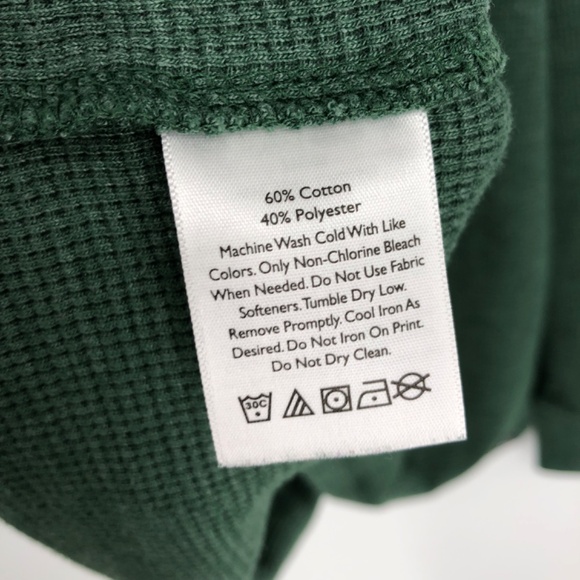 Eddie Bauer Mens Thermal Shirt Size Large Green Crewneck Waffle Knit Outdoor - Picture 6 of 12